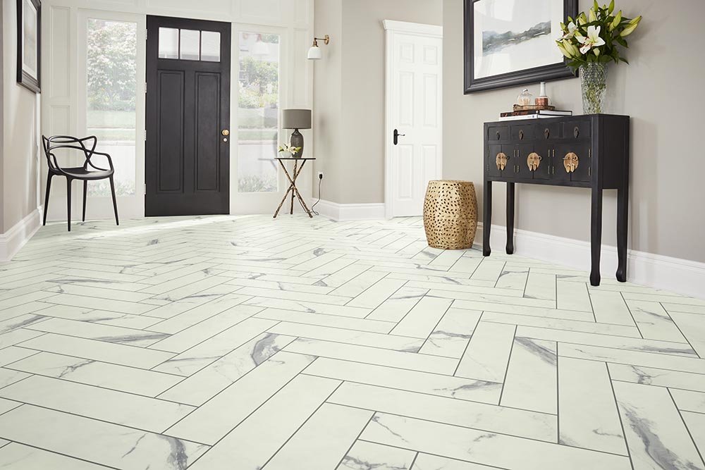 Entry Foyer Luxury Vinyl Tile Herringbone LVT -  Gilbert's CarpetsPlus COLORTILE in Big Rapids, MI