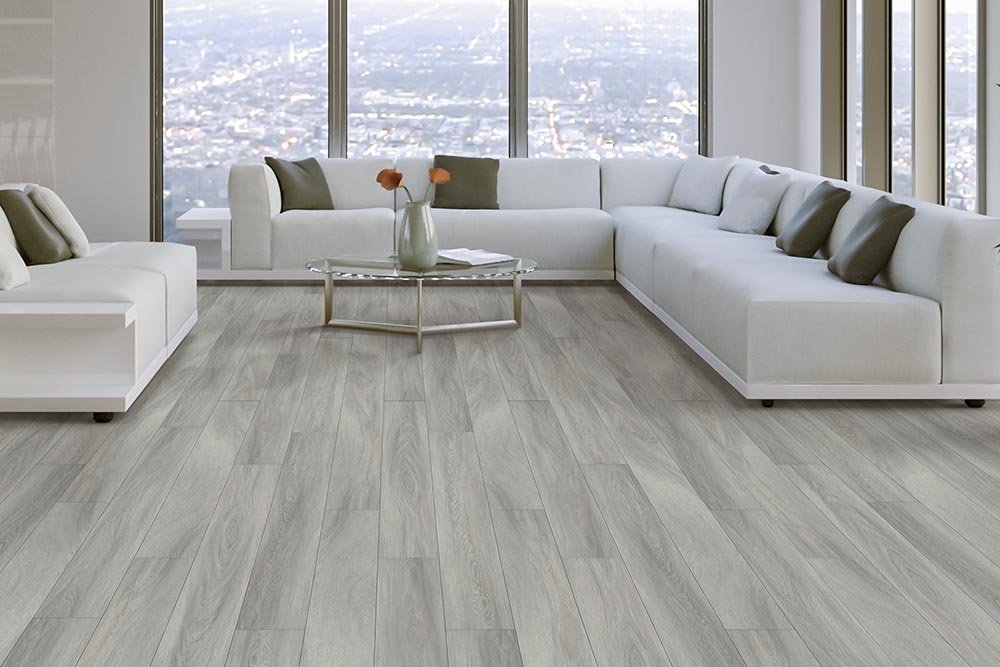 Living Room Gray Greige Luxury Vinyl Plank LVP -  Gilbert's CarpetsPlus COLORTILE in Big Rapids, MI